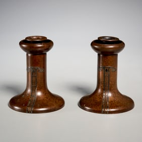 Pair Heintz Art Metal sterling on bronze