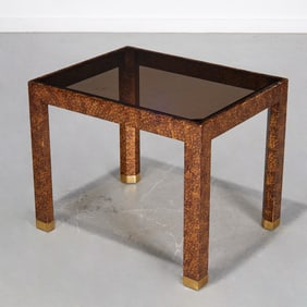 Henredon faux tortoise finish Parsons side table