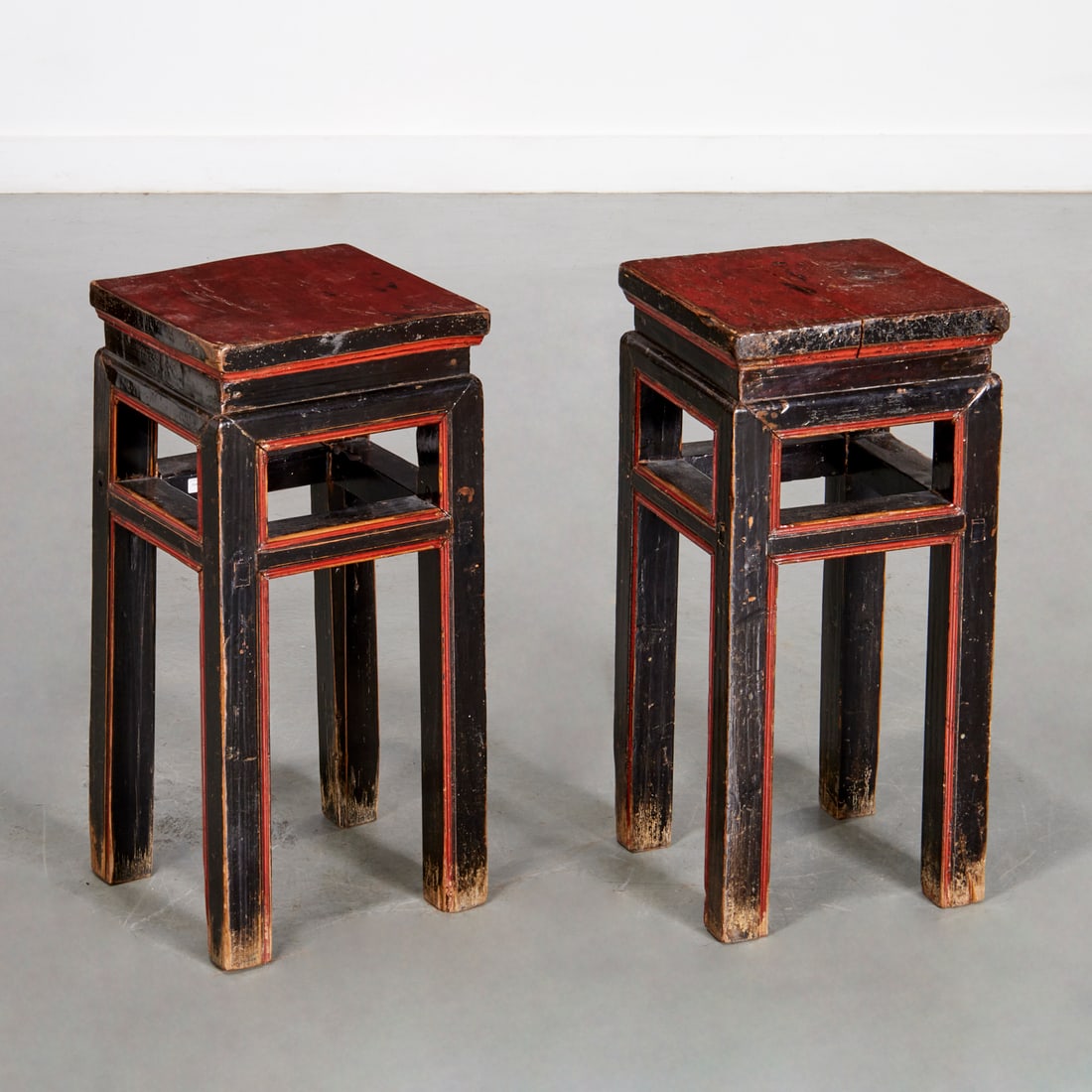 Pair Chinese Provincial lacquer occasional tables (1 of 5)