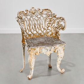 Victorian painted cast iron garden chair