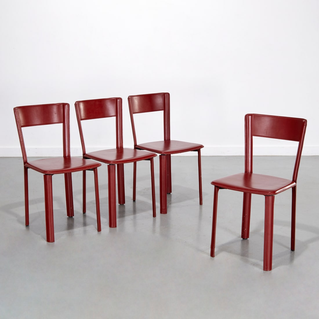 Set (4) Frag red leather side chairs (1 of 7)