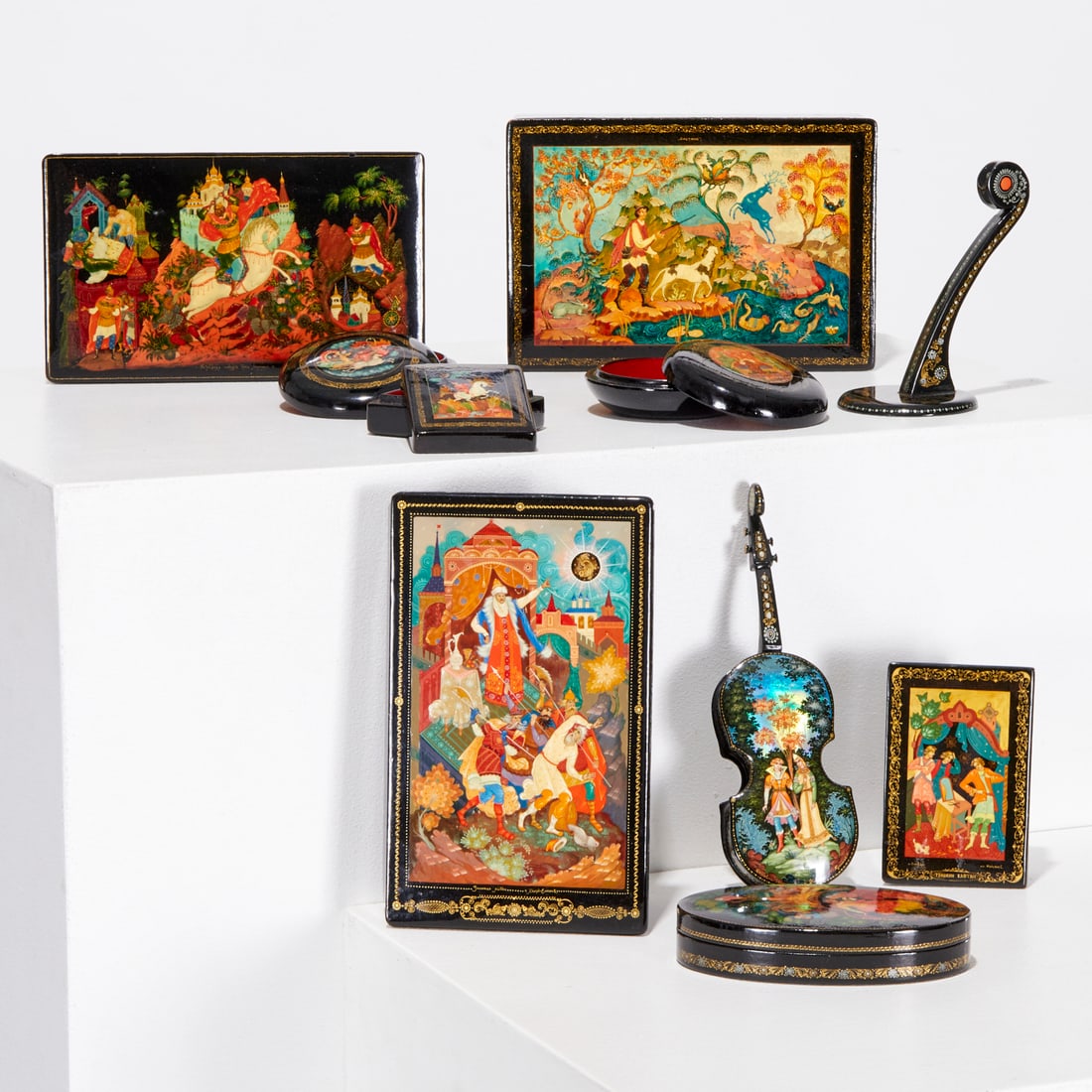 (9) Russian lacquer boxes, incl. Khorovkin (1 of 12)