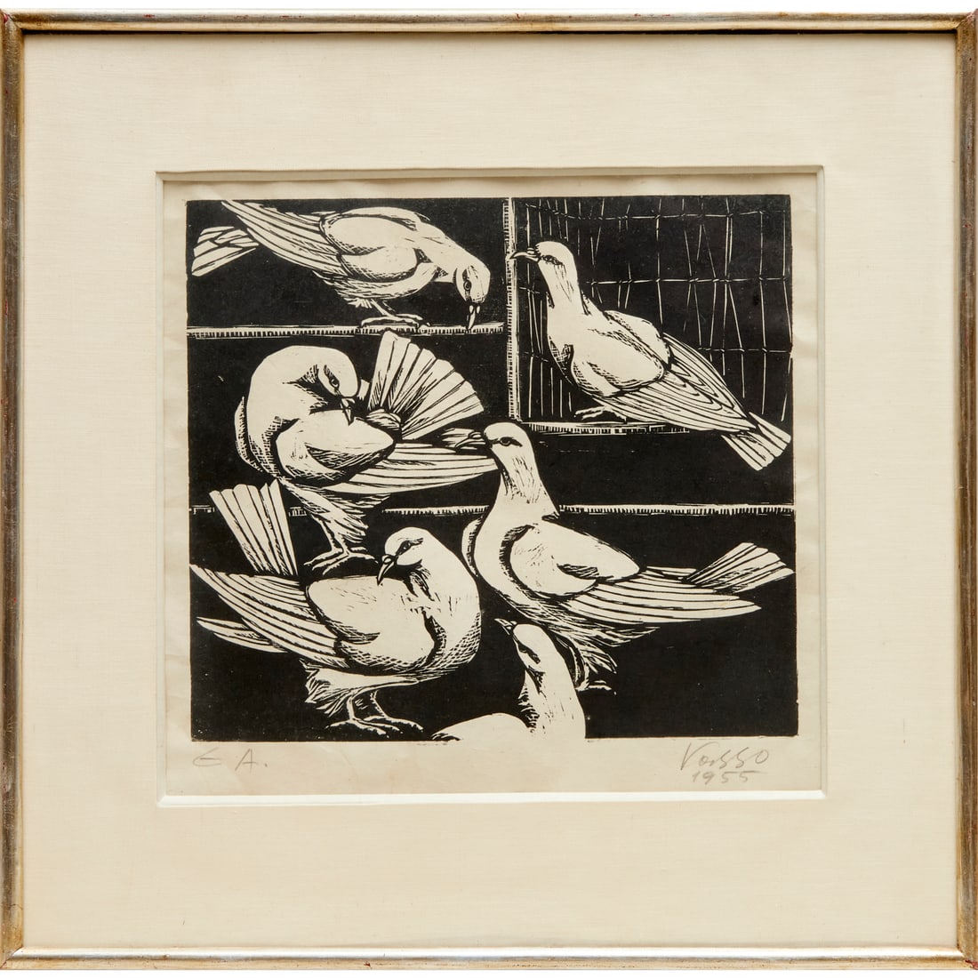 Vasso Katraki, Artist's Proof woodcut, 1955 (1 of 6)