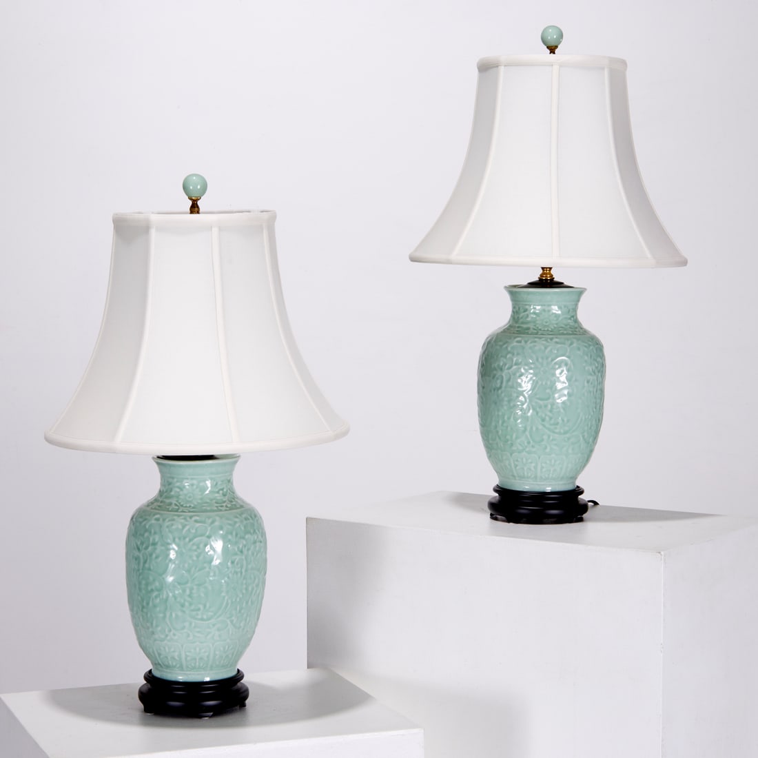 Pair Chinese style celadon porcelain table lamps (1 of 6)