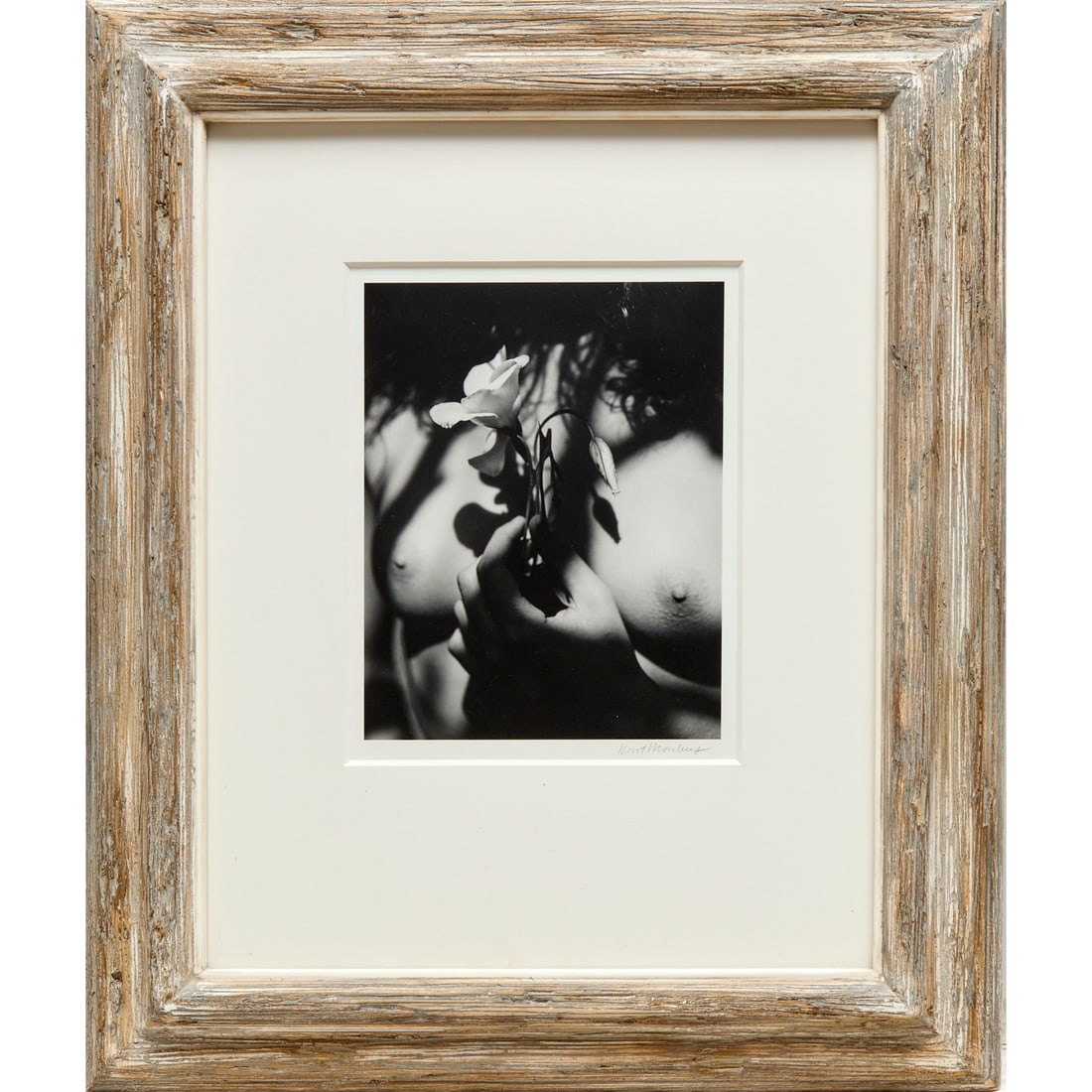 Kurt Markus, photograph, pencil signed: Kurt Markus, photograph, pencil signed, Kurt Markus (American, 1947-2022), Untitled nude, pencil signed lower right, matted and framed under glass, 10.25"h x 8"w (image), 25"h x 21"w (frame)