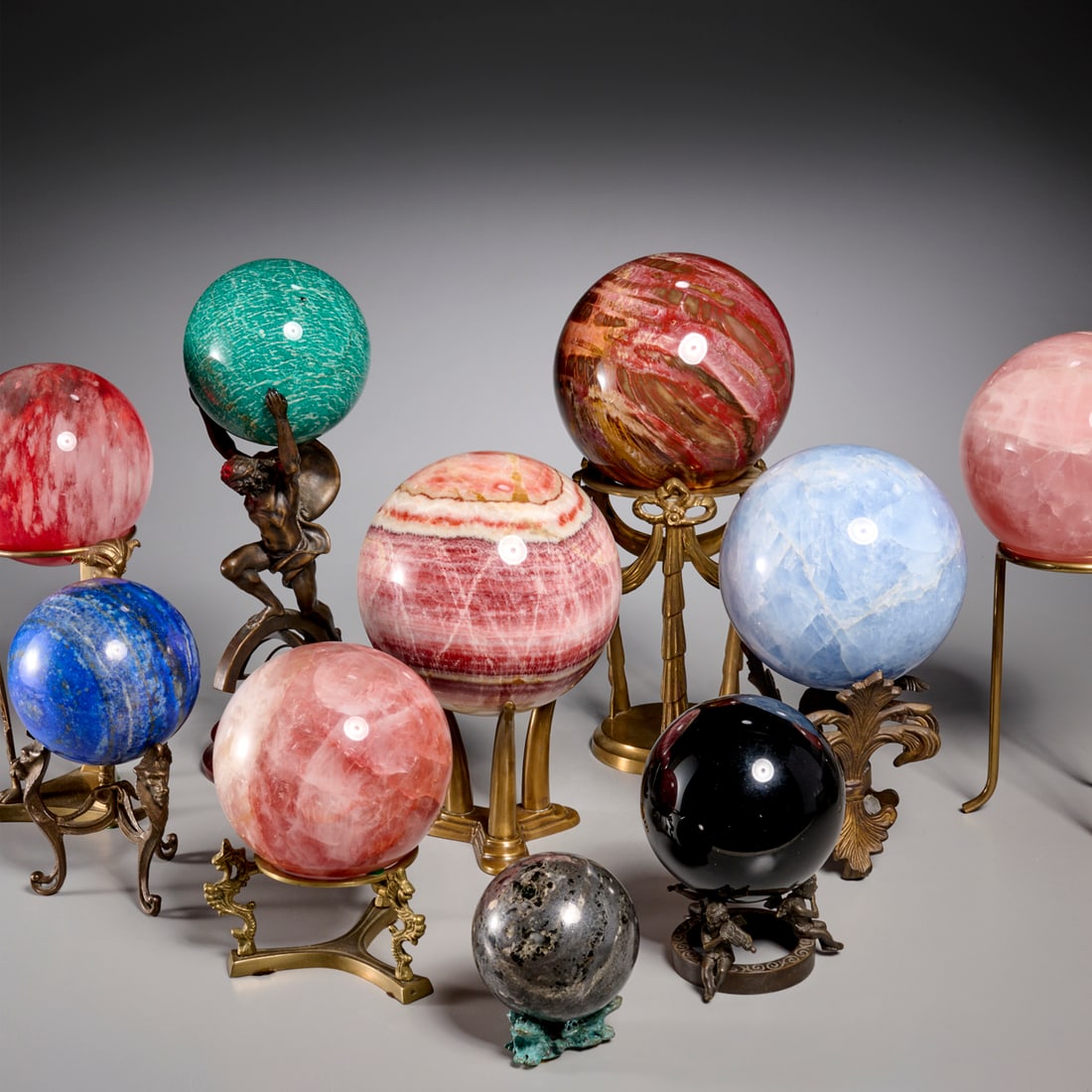 (14) Large mineral spheres, ex museum (1 of 7)