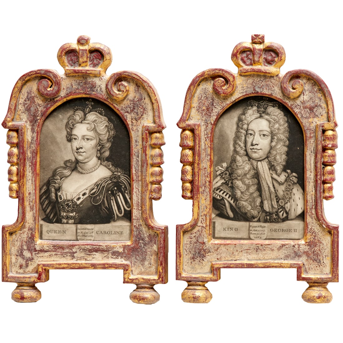 Pair English royal engravings, 18th c. (1 of 7)