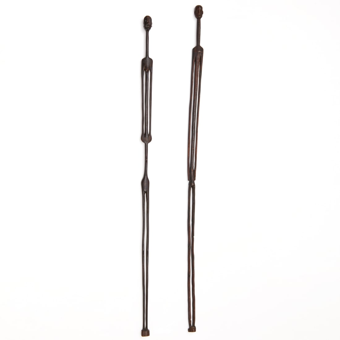 Nyamzewi People, (2) carved stick figures (1 of 7)