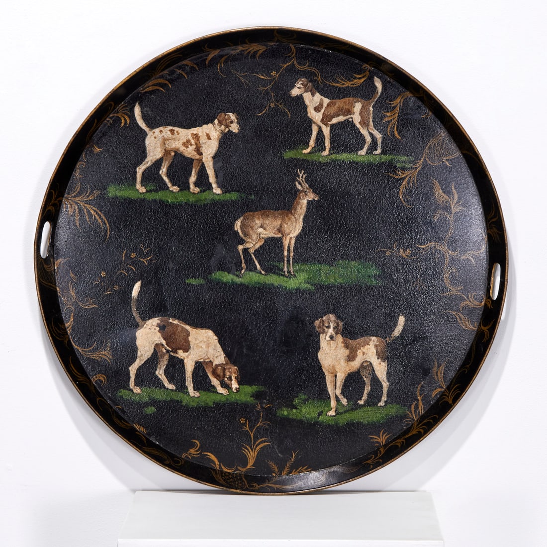 Large sporting themed painted tole tray (1 of 7)