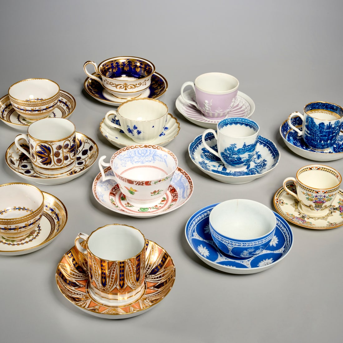 Antique English cup & saucer collection, ex museum (1 of 10)