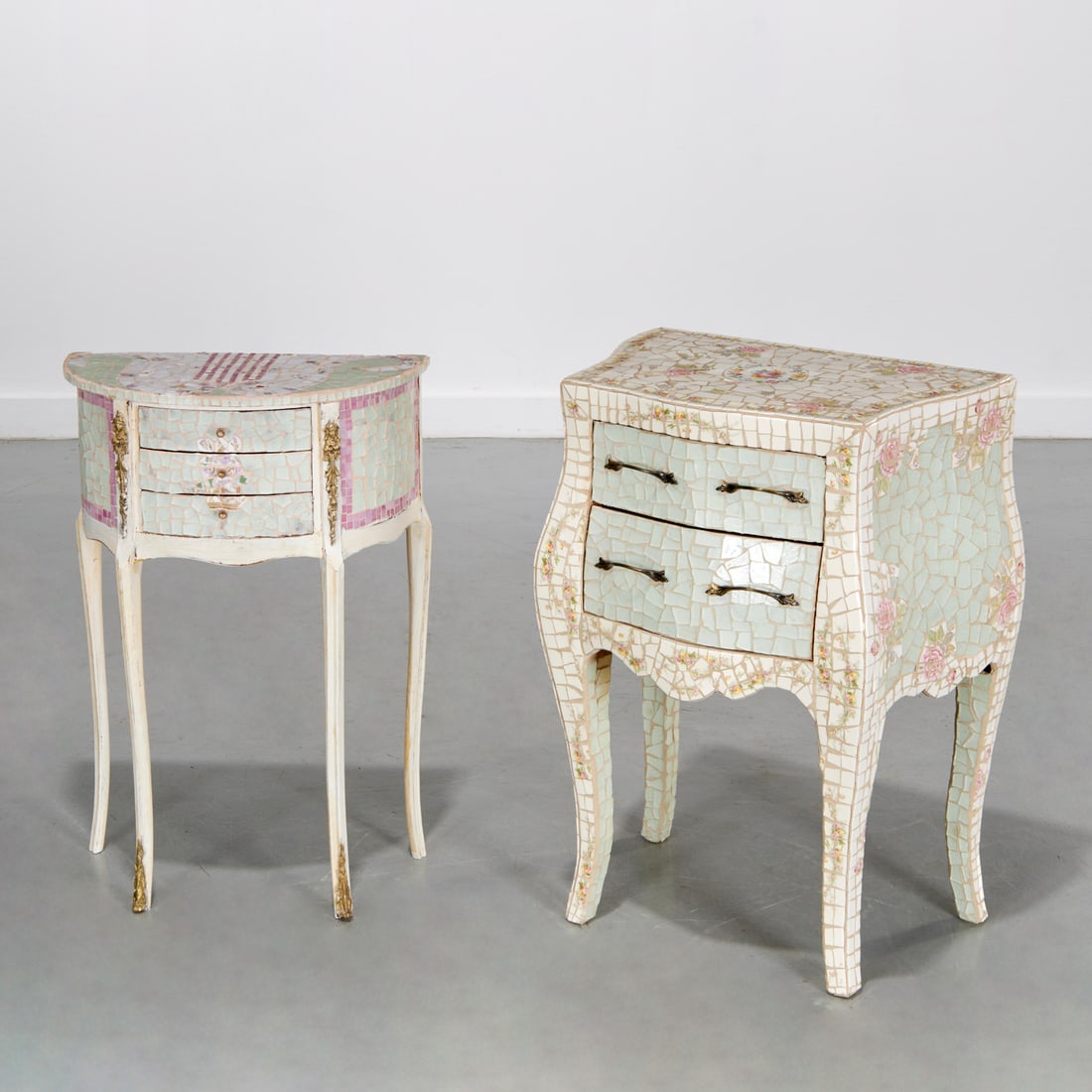 (2) Louis XV style glass mosaic side tables (1 of 8)