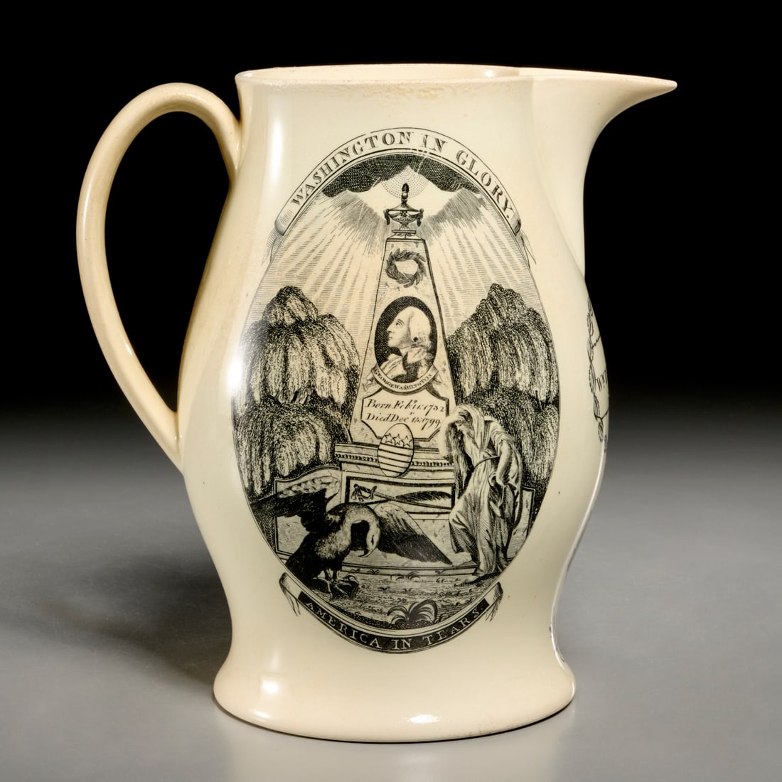 Liverpool creamware pitcher, ex museum (1 of 6)