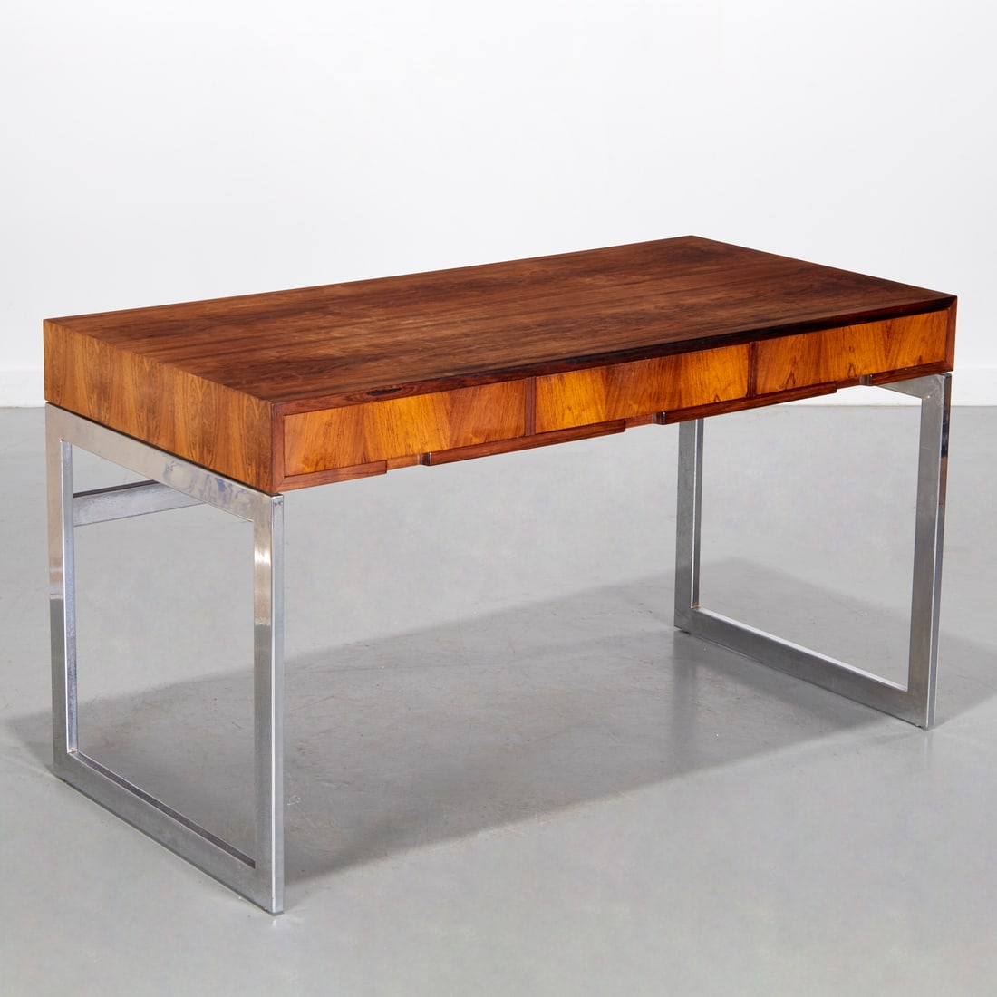 Milo Baughman style rosewood and chrome desk (1 of 6)