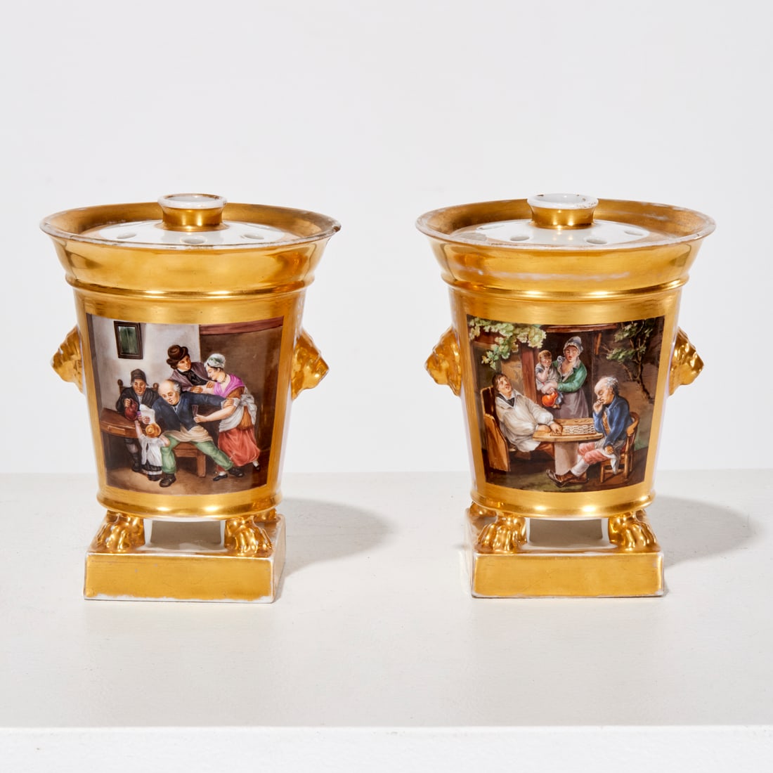 Pair Old Paris potpourri urns, ex museum (1 of 10)