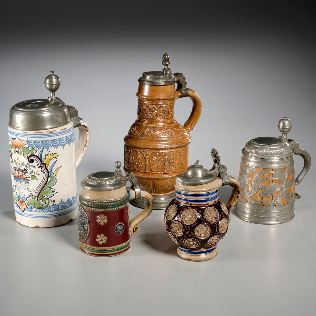 Nice group antique steins, ex museum (1 of 8)