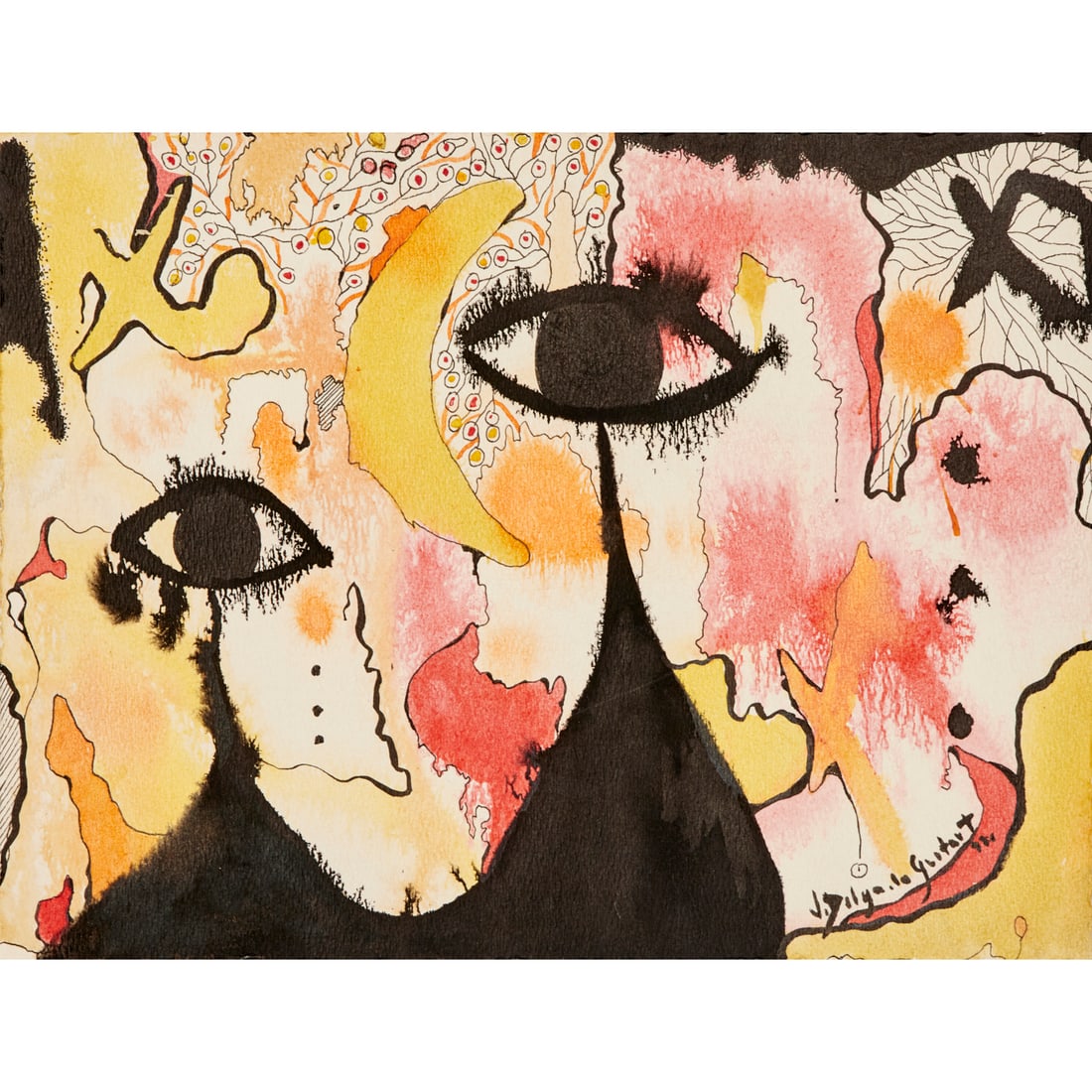 Jose Delgado Guitart, Surrealist watercolor: Jose Delgado Guitart, Surrealist watercolor, Jose Delgado Guitart (Spanish, b. 1947), Untitled, signed and dated lower right, loose and unframed, 9"h x 12"w (sheet)