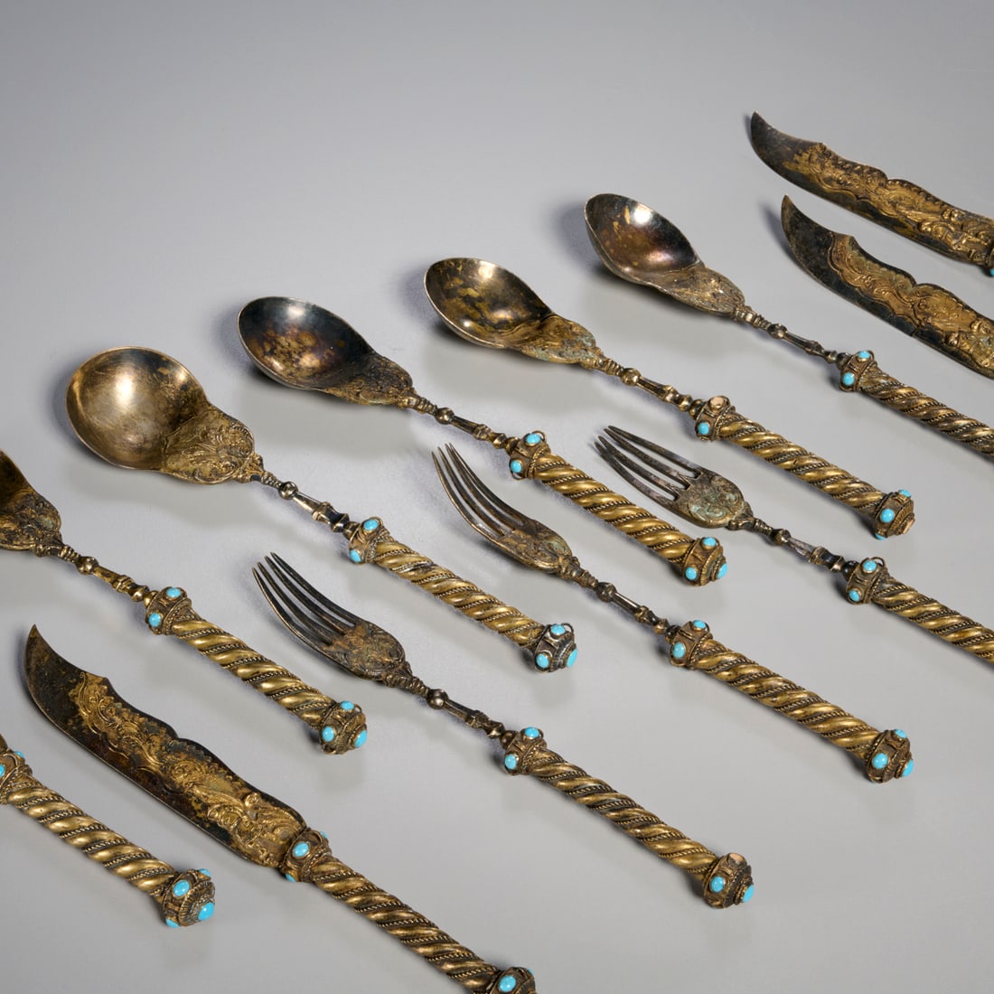 Victorian Etruscan Revival style gilt flatware set (1 of 7)