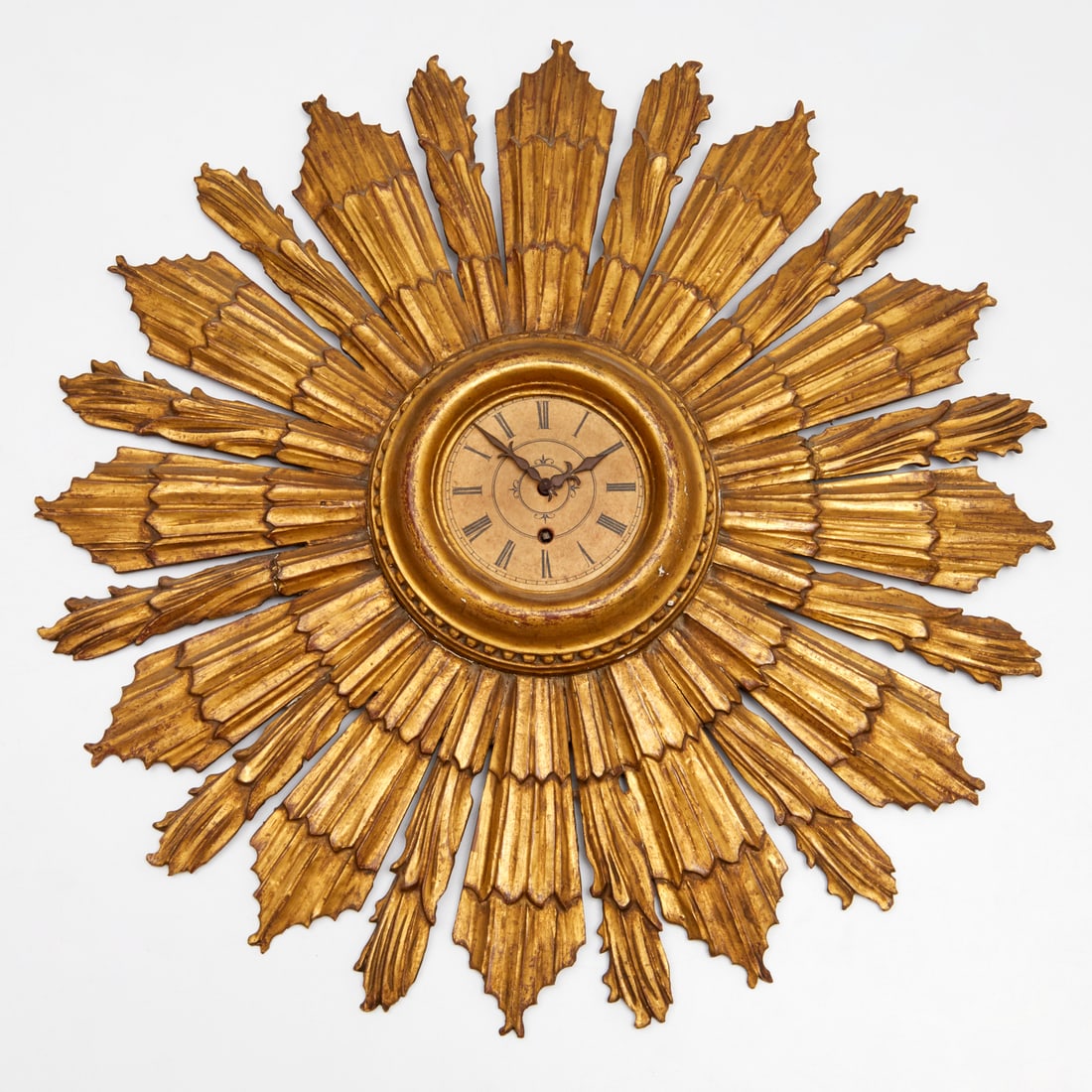 MCM giltwood sunburst clock (1 of 5)