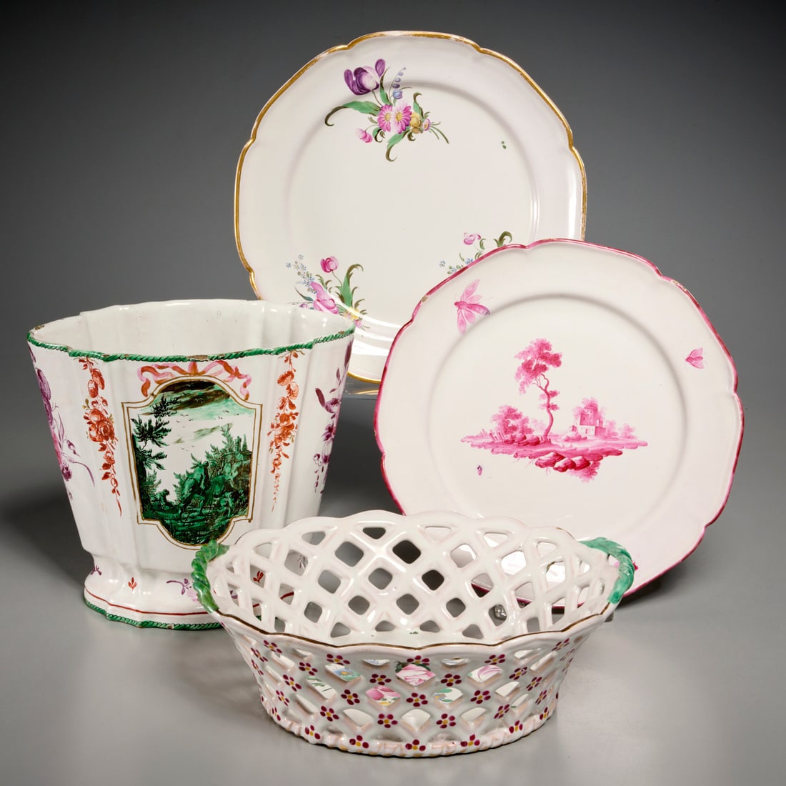 French faience group, ex museum (1 of 8)