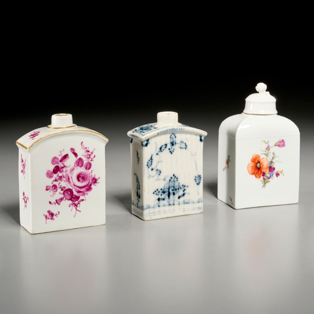 (3) Continental porcelain tea caddies, ex museum (1 of 6)