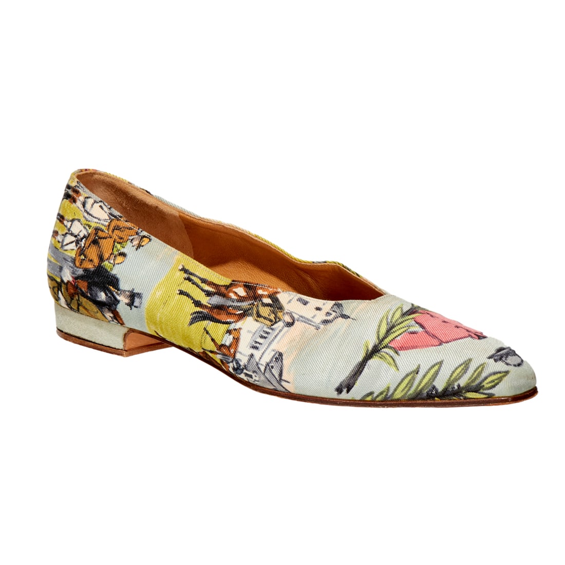 Hermes Paris silk print flat ladies shoes (1 of 6)