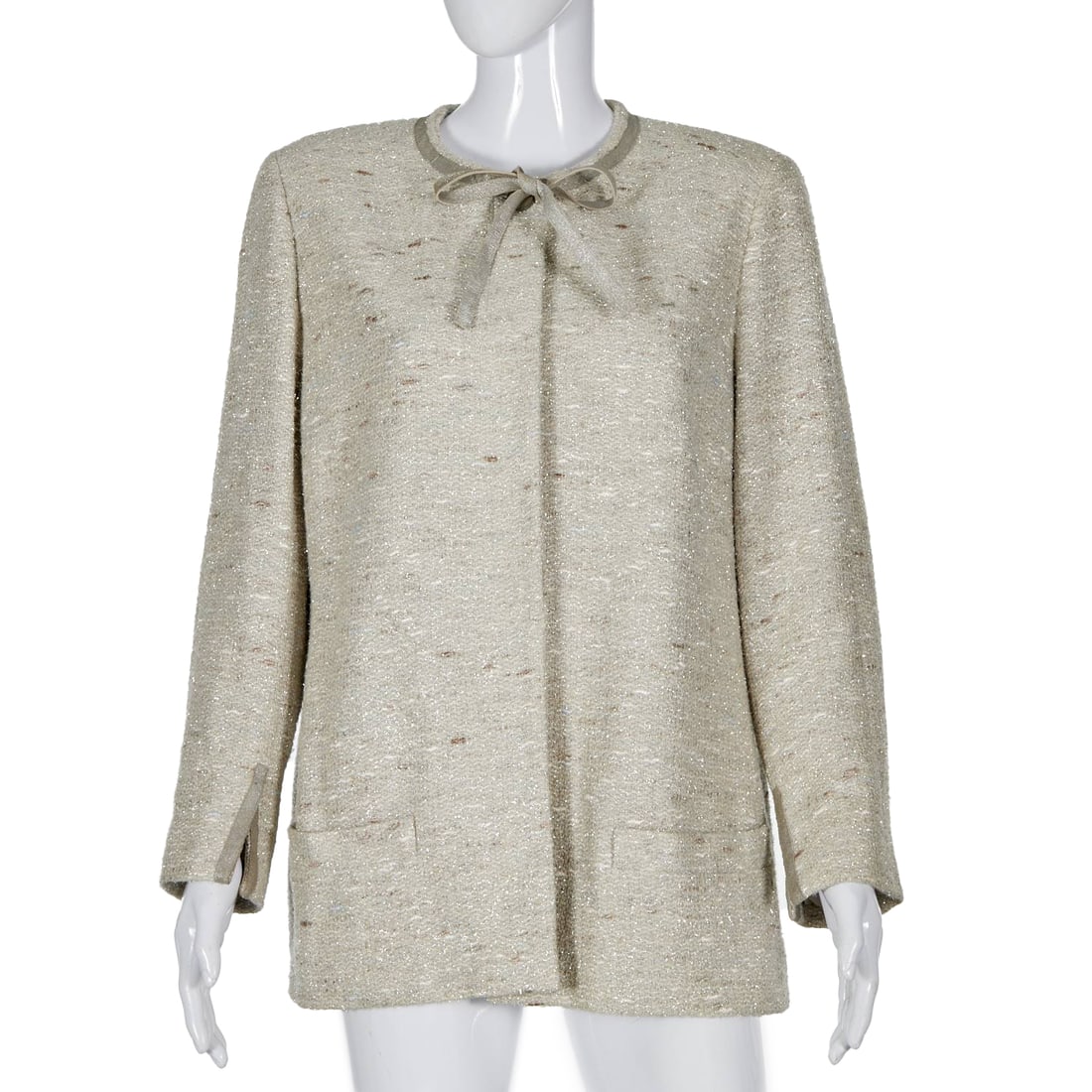 Chanel silver shimmer tweed jacket (1 of 7)