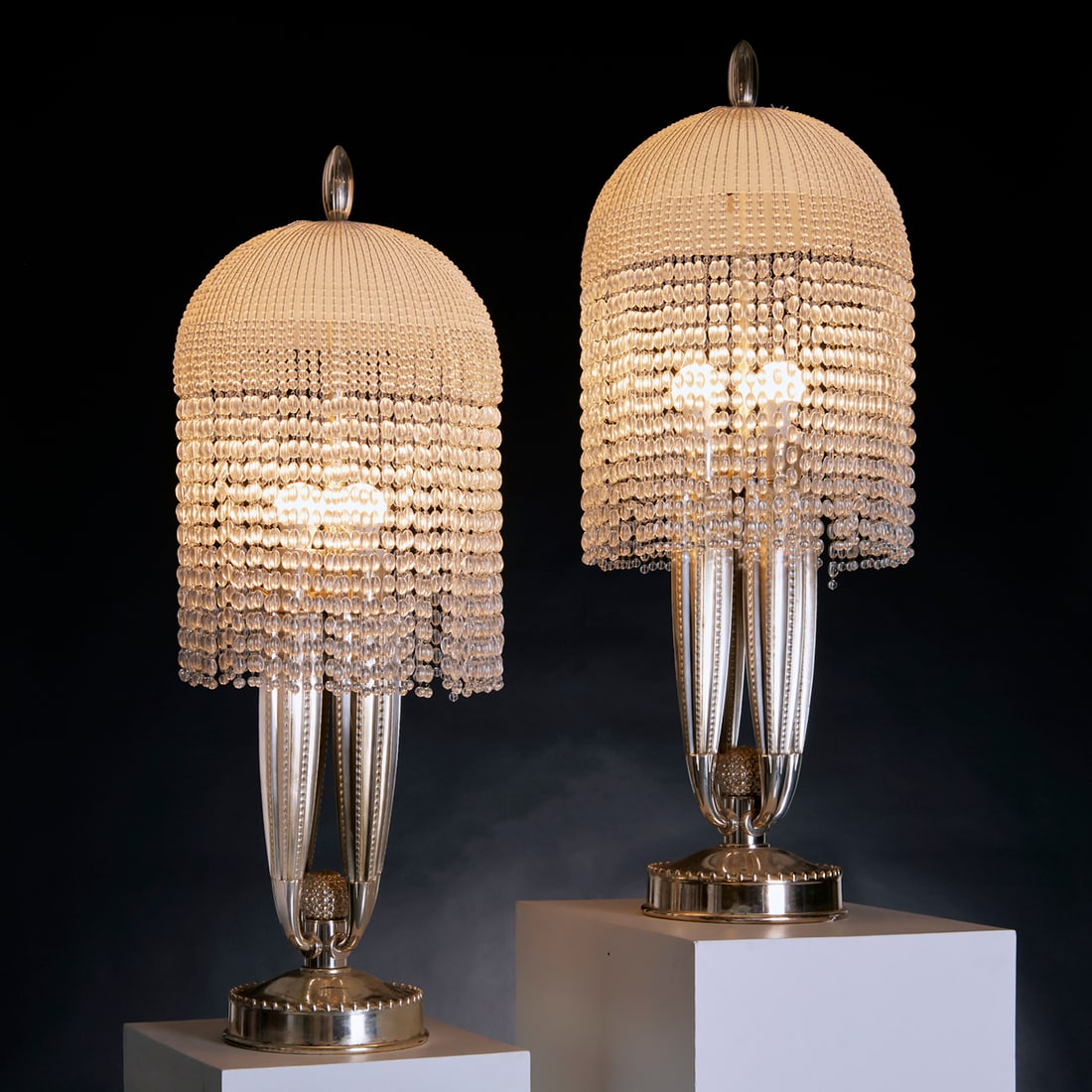 Emile-Jacques Ruhlmann (after), pair large lamps (1 of 9)