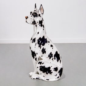 Life-size Italian ceramic model of a Great Dane
