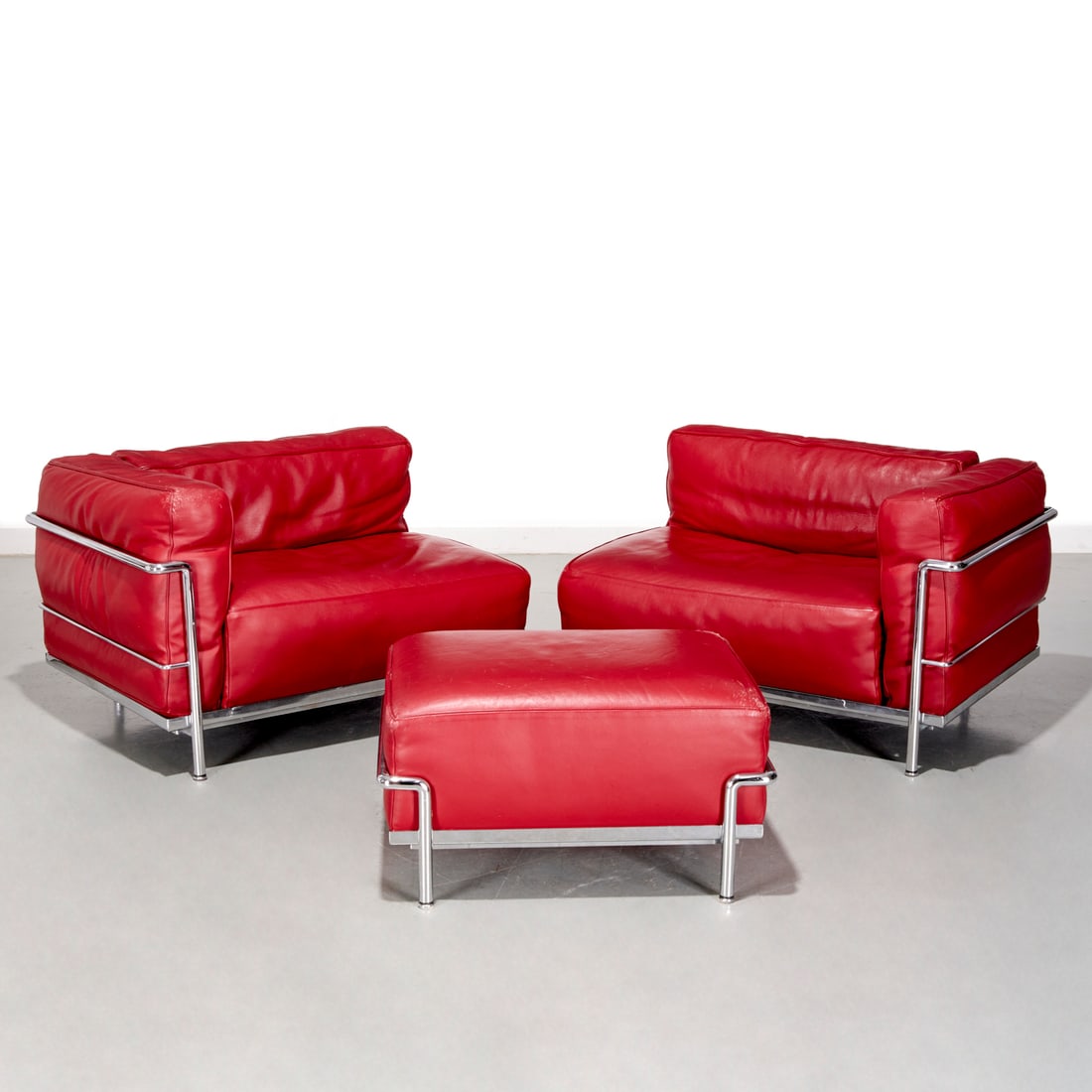 Le Corbusier, leather LC3 open armchairs & ottoman (1 of 9)