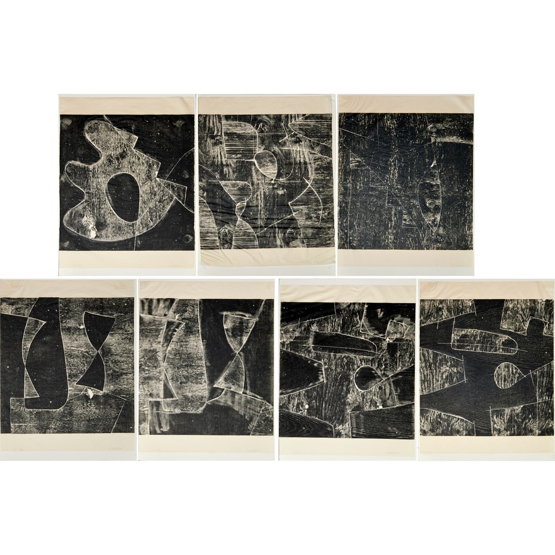 Mel Kendrick, (7) woodcuts, 1990 (1 of 12)