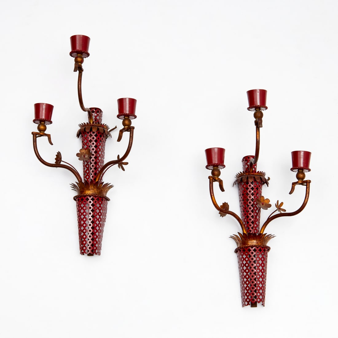 Pair Italian Mid-Century tole sconces (1 of 5)