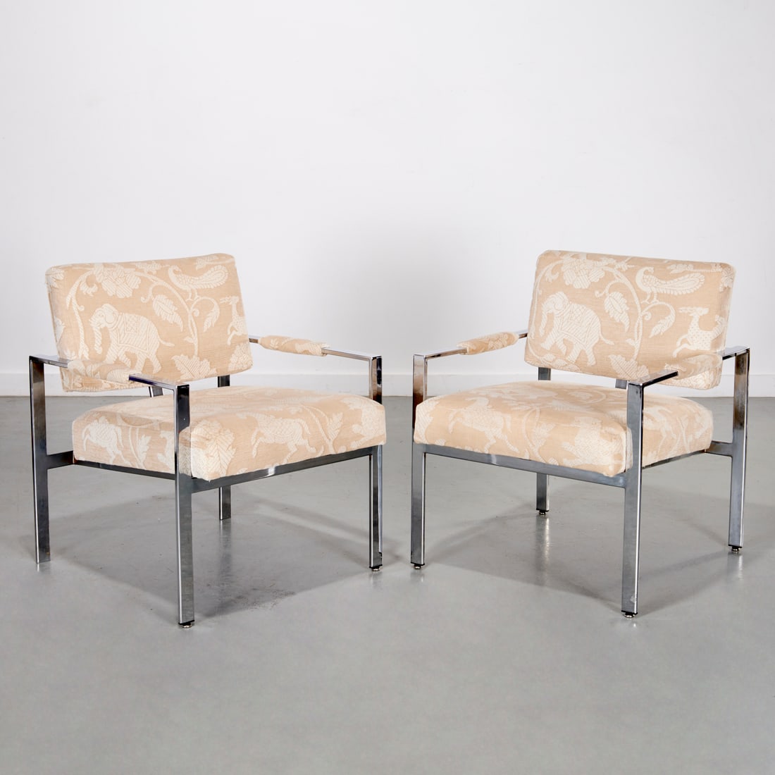 Milo Baughman (style), pair chrome lounge chairs (1 of 6)