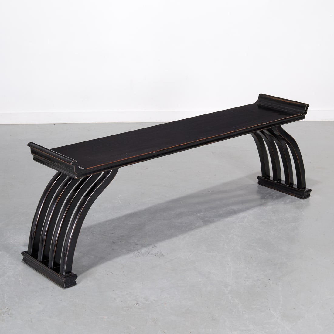 Asian lacquered spindle leg table bench (1 of 4)