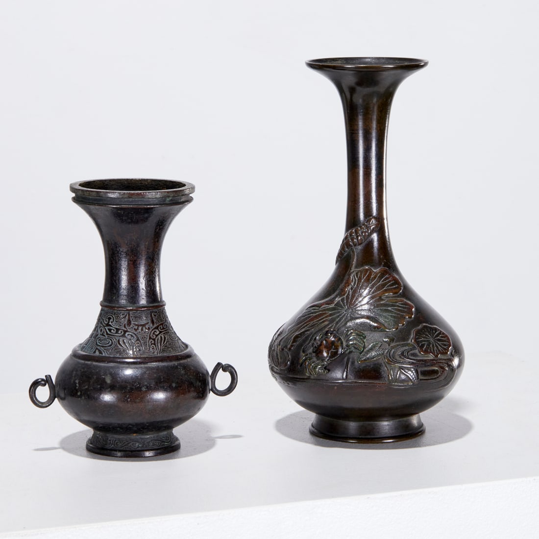 (2) Early Edo Japanese bronze vases, ex museum (1 of 8)
