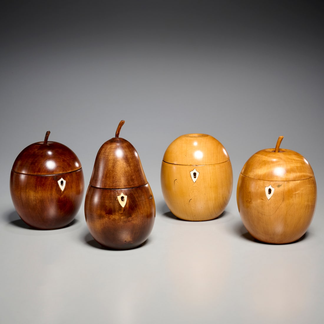 (4) George III style fruitwood tea caddies (1 of 6)