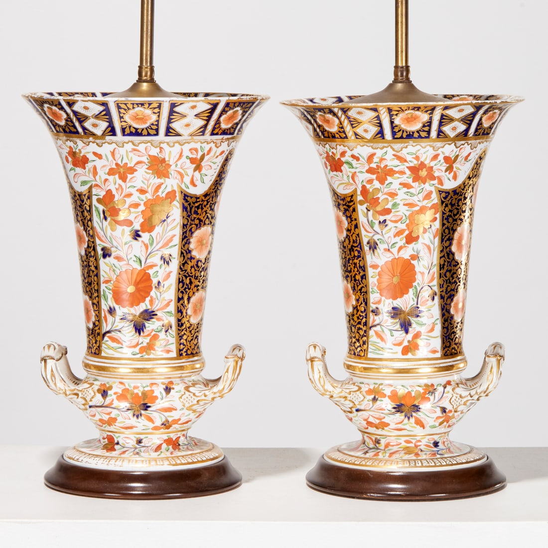 Pair antique English Imari porcelain urn lamps (1 of 7)