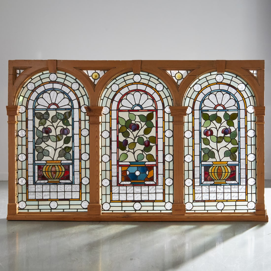 Antique leaded glass triple window (1 of 8)