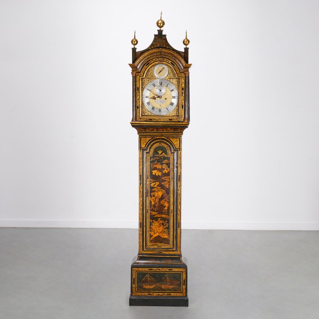 George III green japanned long case clock (1 of 11)