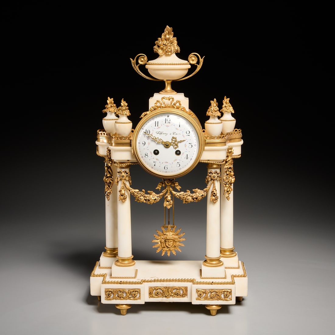 Tiffany & Co. bronze and marble mantle clock (1 of 9)