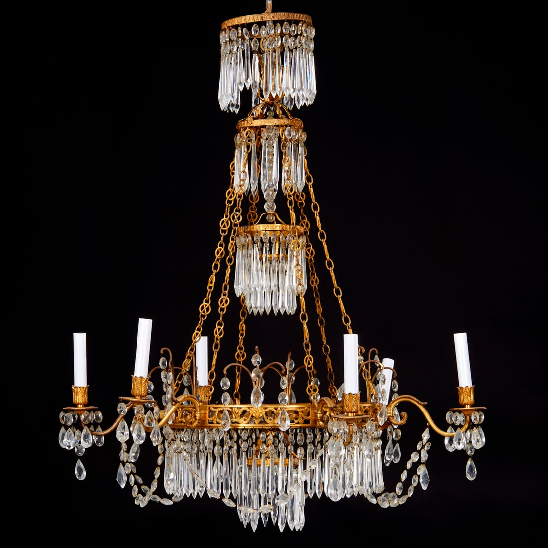 Baltic gilt metal and cut glass 6-light chandelier (1 of 7)