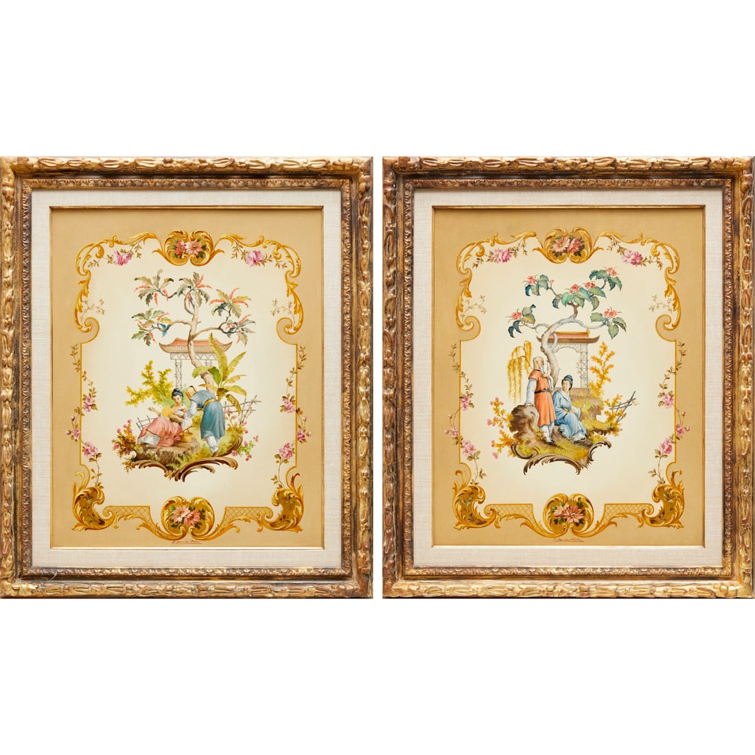 Evelio Mata, pair Chinoiserie paintings (1 of 10)