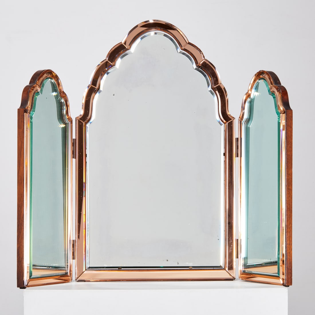 Nice Art Deco pink tri-fold dressing mirror (1 of 9)