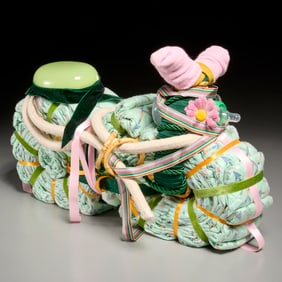 Marc Kokopeli, mixed media soft sculpture, 2020