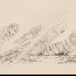 Anj Smith, etching on paper, 2005: Anj Smith, etching on paper, 2005, Anj Smith (British, b. 1978), "Vanitas Geo", signed and dated lower right, edition H/C, label verso, 10.5"h x 13"w (frame), 4"h x 5.5"w (plate mark)