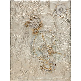 Josef Strau, tin plate and wire on canvas, 2018