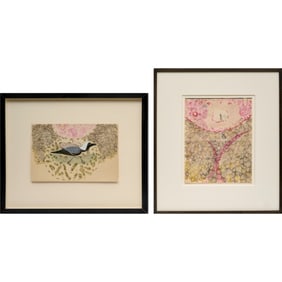 Simone Shubuck, (2) mixed media on paper, 2003