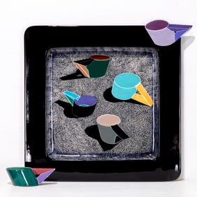 Mineo Mizuno, ceramic cup and platter, 1982