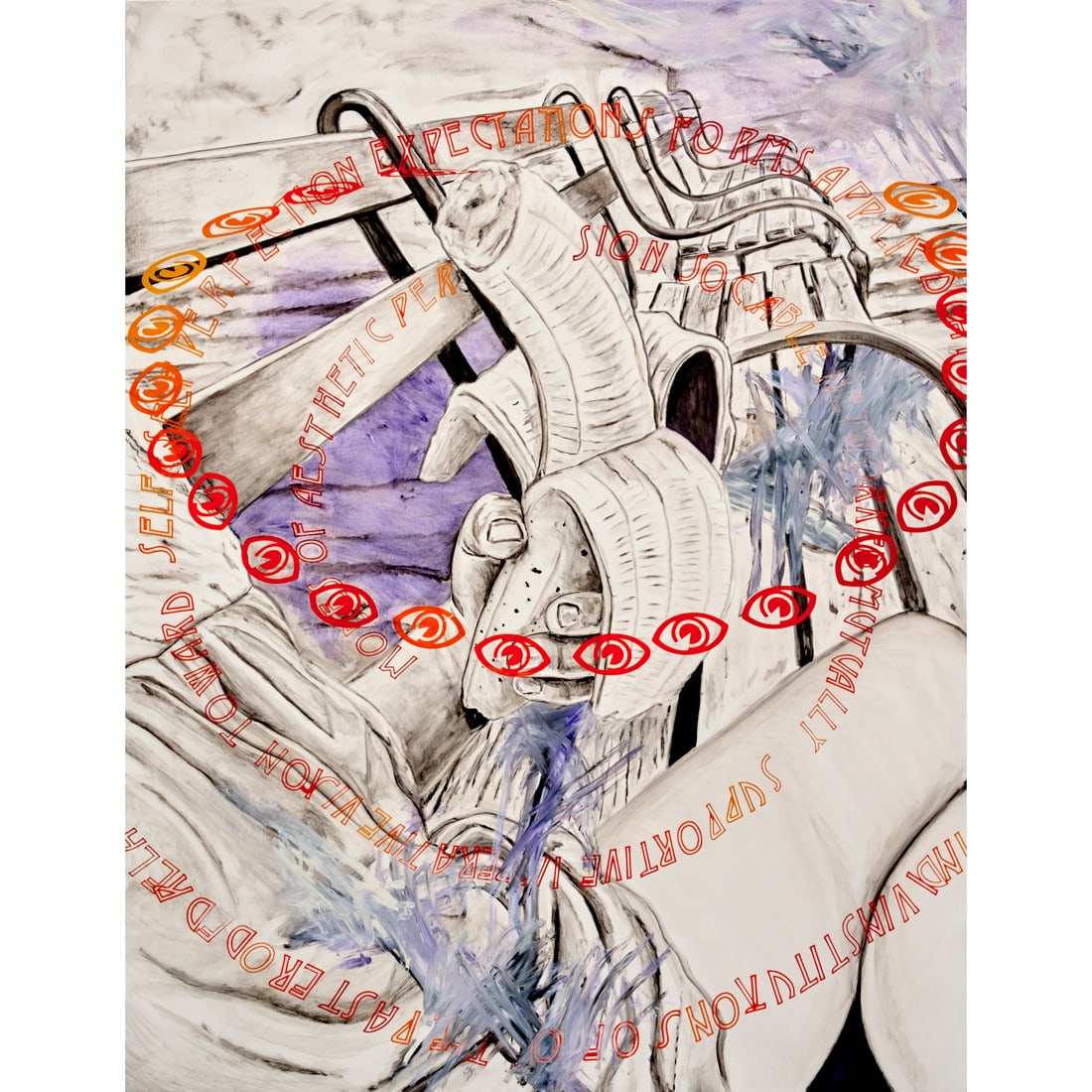 Matteo Callegari, oil and acrylic on linen, 2018: Matteo Callegari, oil and acrylic on linen, 2018, Matteo Callegari (Italian, b. 1979), "Objective Ambivalence", signed and dated verso, unframed, 66"h x 51"w