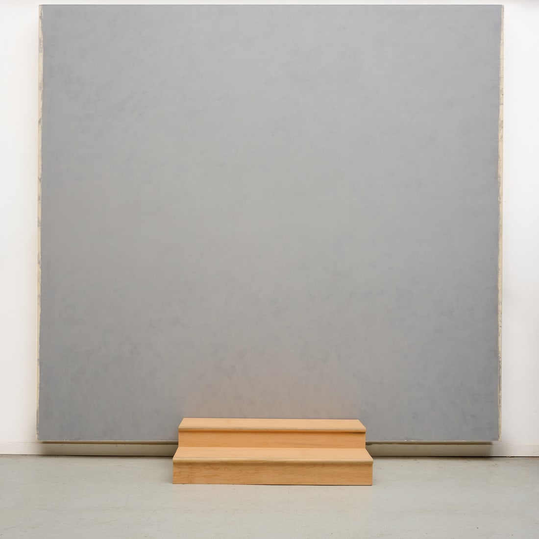 Allan Graham, large oil on canvas, 1991: Allan Graham, large oil on canvas, 1991, Allan Graham (American, 1943-2019), "Cave of Generation (Ninth Passage)", unsigned, label verso, label to steps, 90"h x 96"w (canvas), 9"h x 36"w x 21.5"d (ste