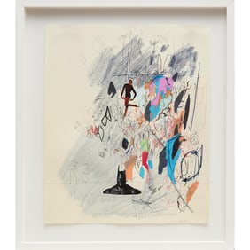 Elliott Hundley, mixed media on paper, 2017